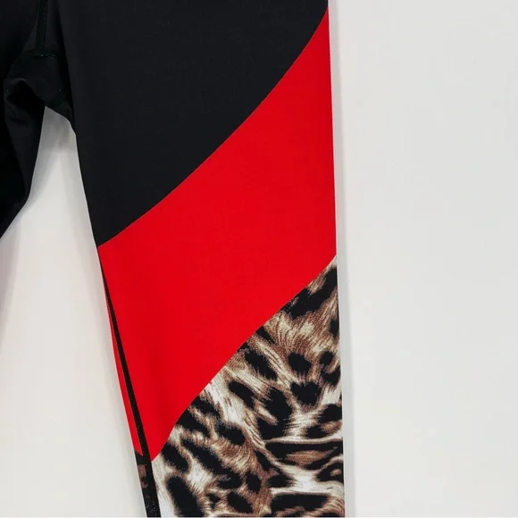 NEW Yelete Womens Active Leggings Workout Black/Red/Leopard Waist Pocket - Picture 4 of 13